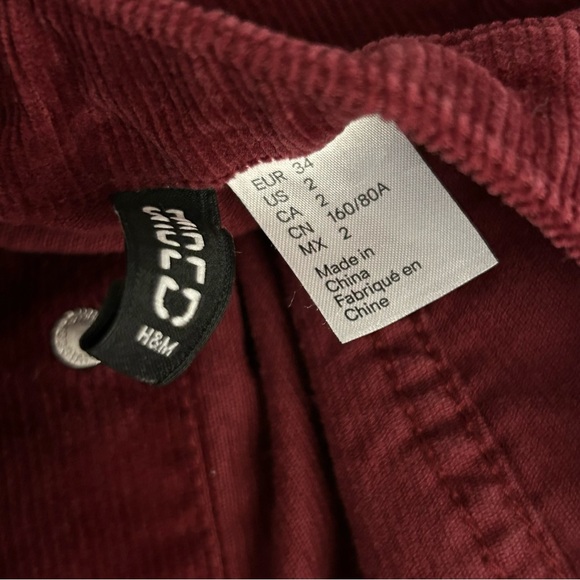 H&M Elegant Burgundy Corduroy Dress 2 - Picture 11 of 11